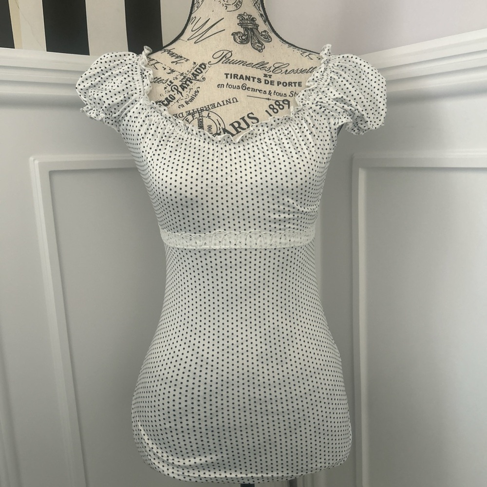 White Polka Dot Top